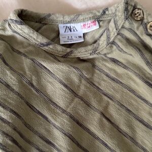 Zara Olive Striped Kids Top